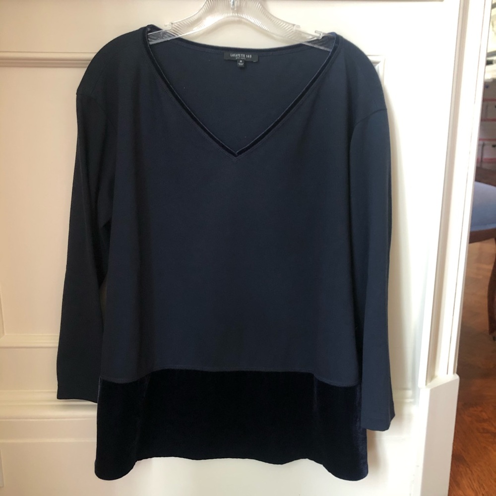 Navy velvet detailed top